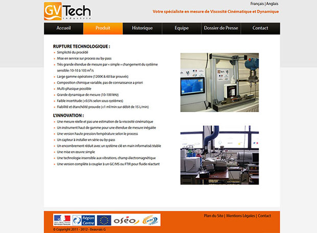 Site GVtech.fr Produit