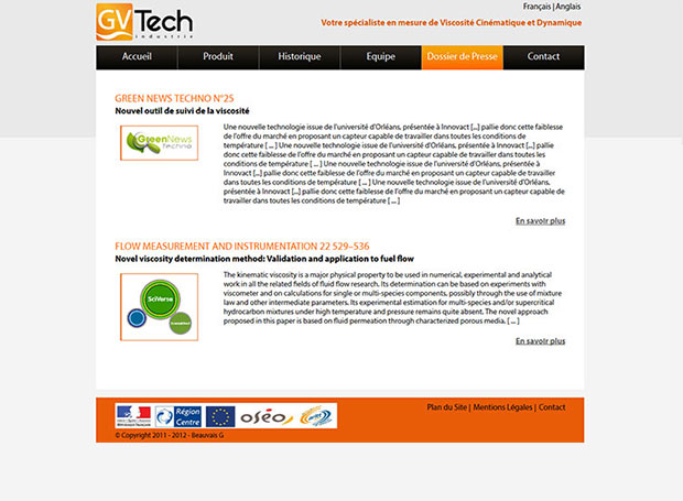 Site GVtech.fr Dossier de presse
